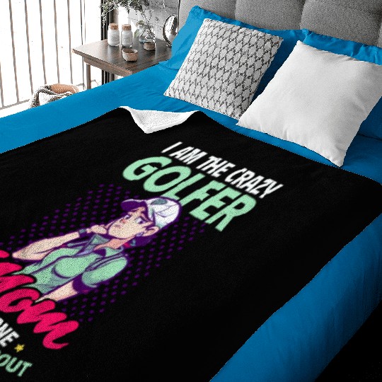 Golfing Mom Crazy Mom Warned Baby Blankets