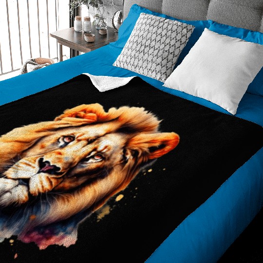 Beautiful Lion Art Baby Blankets