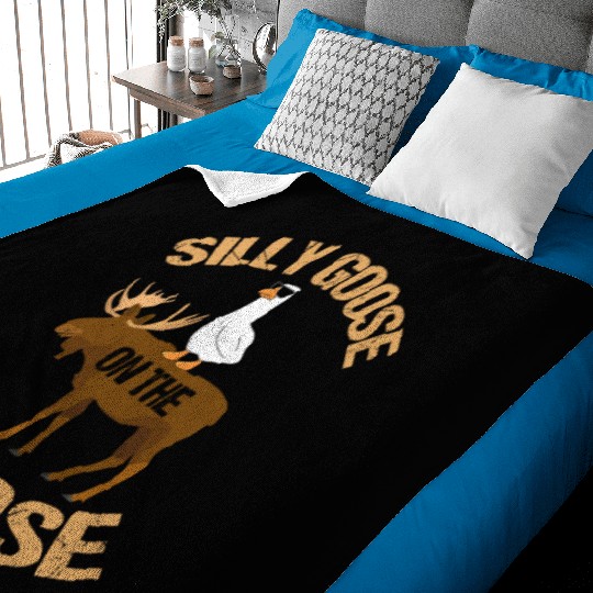 Silly Goose On The Moose Pun Geese Lover Baby Blankets