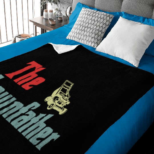 Lawn Mowing Lawnfather Father's Day Funny Baby Blankets