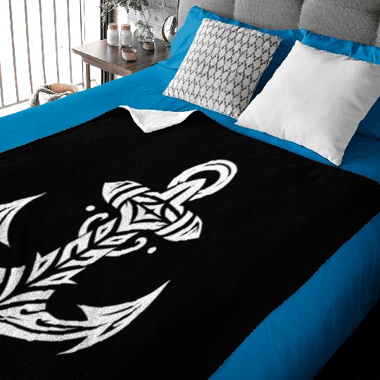 Old Anchor With T Tattoo Style Baby Blankets