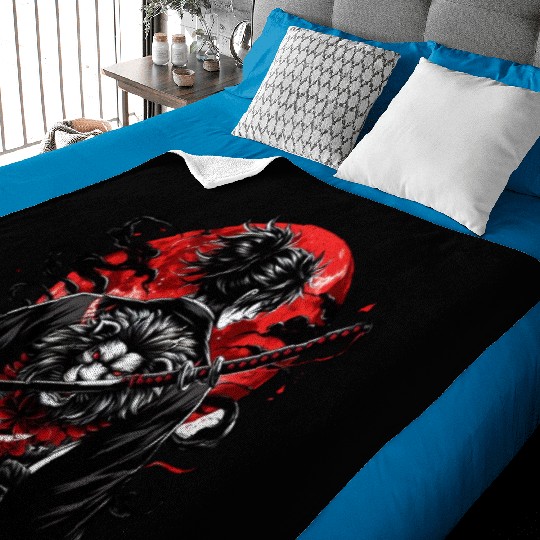 Lion Samurai Baby Blankets