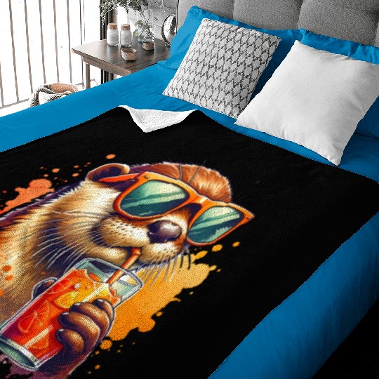 Cute Sea Otter Baby Blankets Gift for Animal Lover