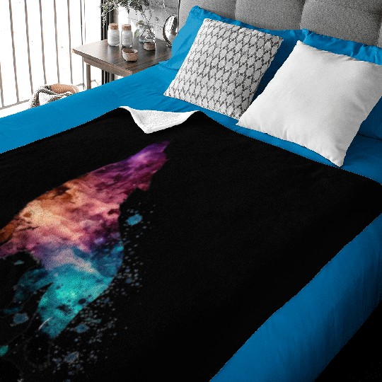 Wolf Print, Cosmic Wolves, Animal Print, Cosmos Baby Blankets