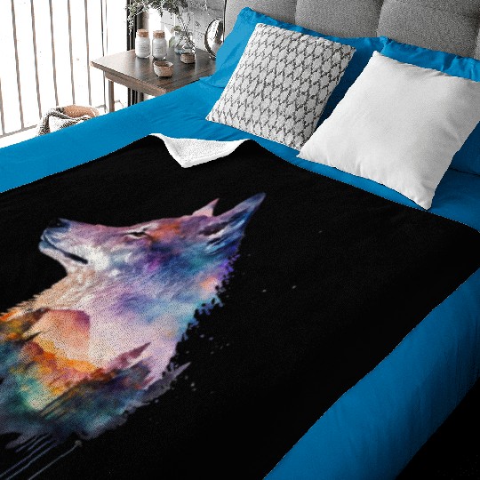 Wolf Print, Cosmic Wolves, Animal Print, Cosmos Baby Blankets