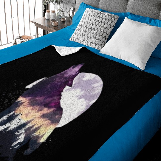 Wolf Print, Cosmic Wolves, Animal Print, Cosmos Baby Blankets