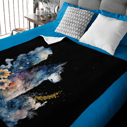 Wolf Print, Cosmic Wolves, Animal Print, Cosmos Baby Blankets