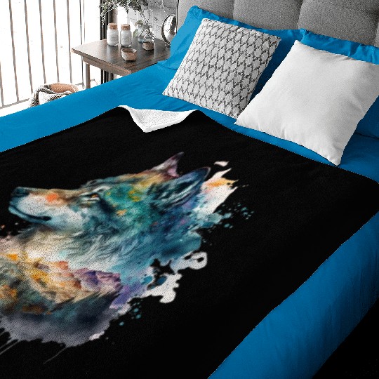 Wolf Print, Cosmic Wolves, Animal Print, Cosmos Baby Blankets