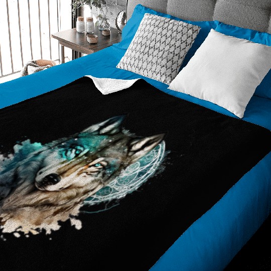 Wolf Print, Cosmic Wolves, Animal Print, Cosmos Baby Blankets