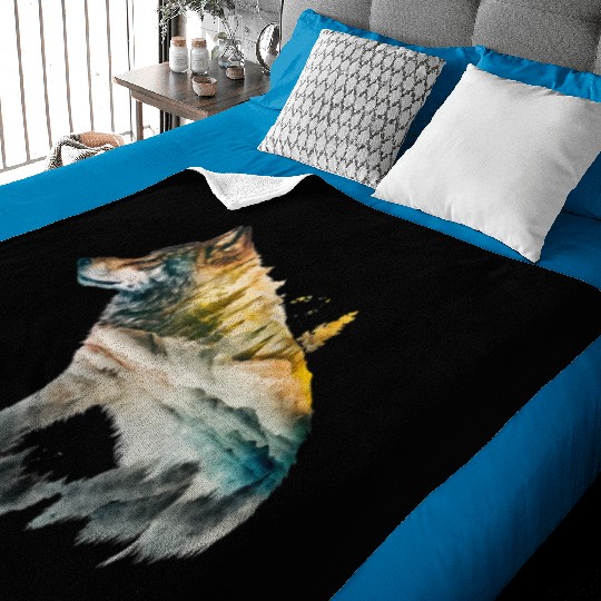 Wolf Print, Cosmic Wolves, Animal Print, Cosmos Baby Blankets