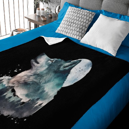 Wolf Print, Cosmic Wolves, Animal Print, Cosmos Baby Blankets