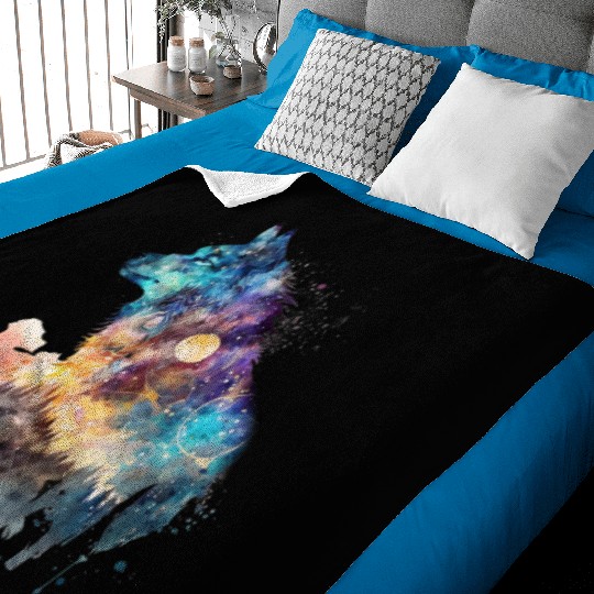 Wolf Print, Cosmic Wolves, Animal Print, Cosmos Baby Blankets