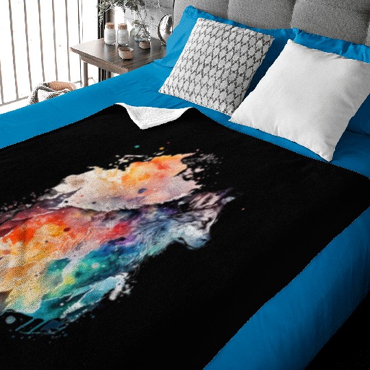 Wolf Print, Cosmic Wolves, Animal Print, Cosmos Baby Blankets