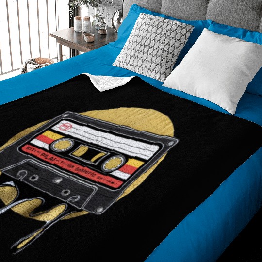 Music Baby Blankets, 80's Cassette Tape , Vintage Cassette