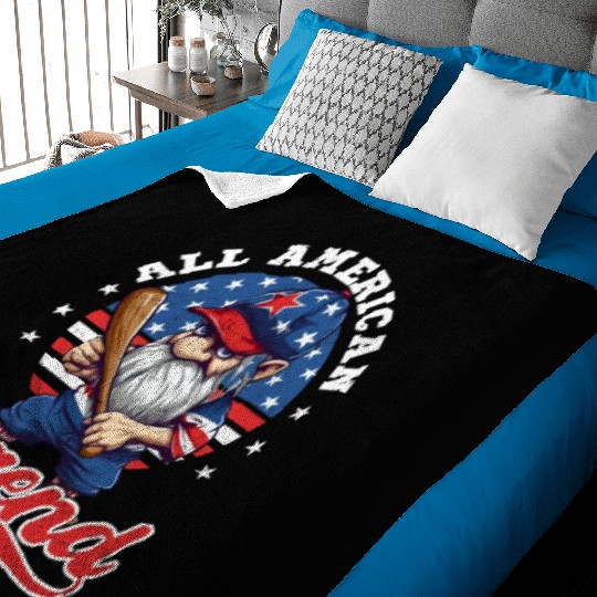 4th Of July Baseball All American Legend Baby Blankets