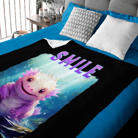 Colorful Smiling Lizard Underwater Baby Blankets