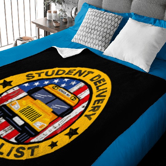 School Bus Driver American Flag School Bus Driver Baby Blankets