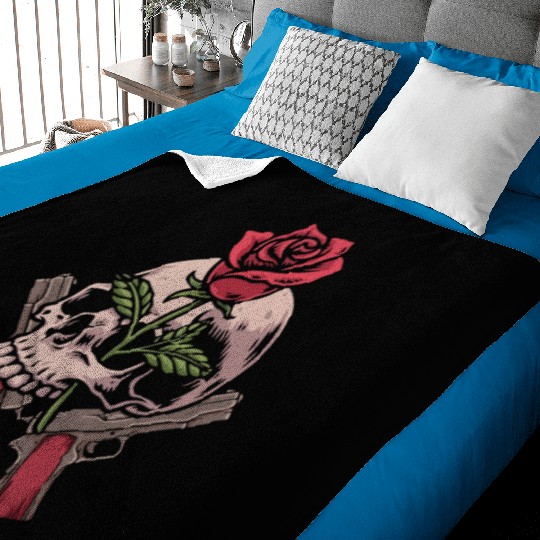 Skeleton Roses Guitar Skull Roses Guns Baby Blankets