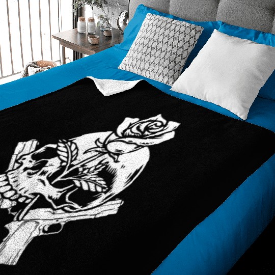 Skeleton Roses Guitar Skull Roses Guns Baby Blankets