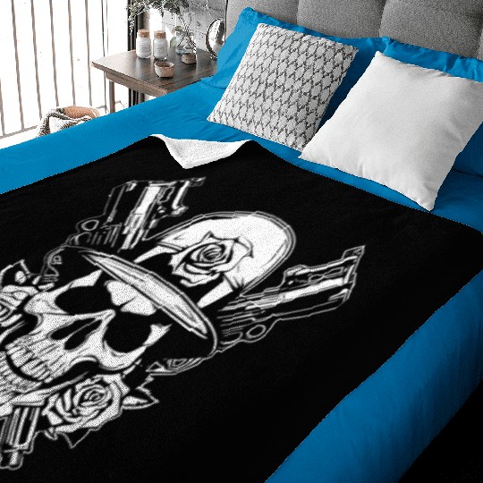 Skeleton Roses Guitar Skull Roses Guns Baby Blankets