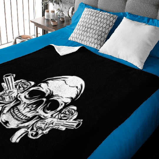 Skeleton Roses Guitar Skull Roses Guns Baby Blankets