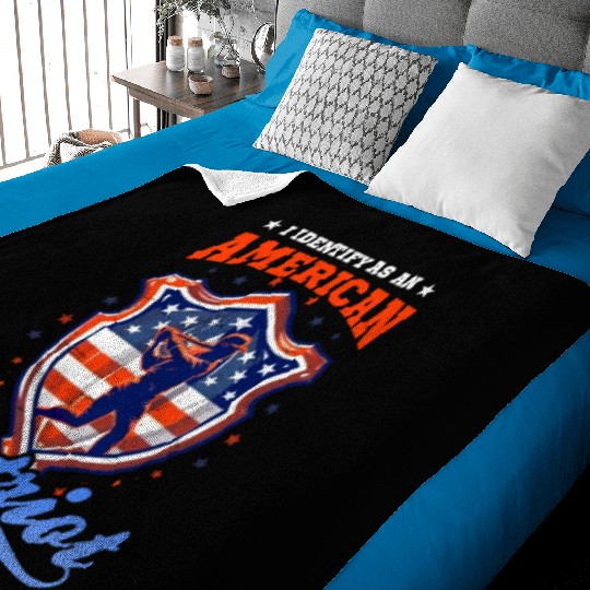 4th Of July Baseball Identify As American Patriot Baby Blankets