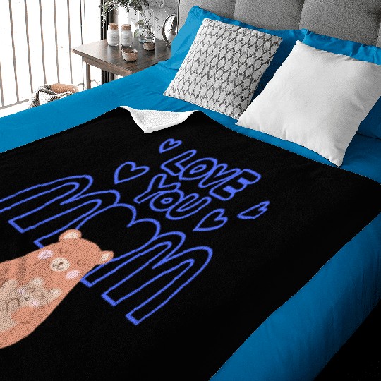 Peach Cute Mom And Baby Bear Mother s Day Card 3 Baby Blankets