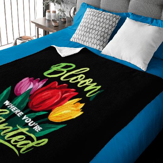 Tulips Tulip Flower Yes I Talk To Tulips Baby Blankets