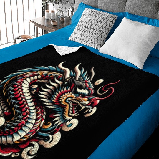 Majestic Oriental Dragon Baby Blankets