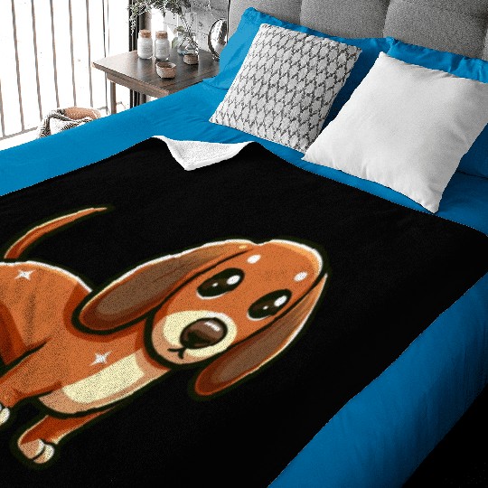 Royal Miniature Dachshund Puppy Odyssey Cartoom Baby Blankets