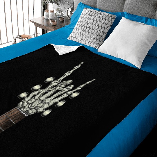 Rock On Skeleton Hand Guitar Rock Roll Rock Band Baby Blankets