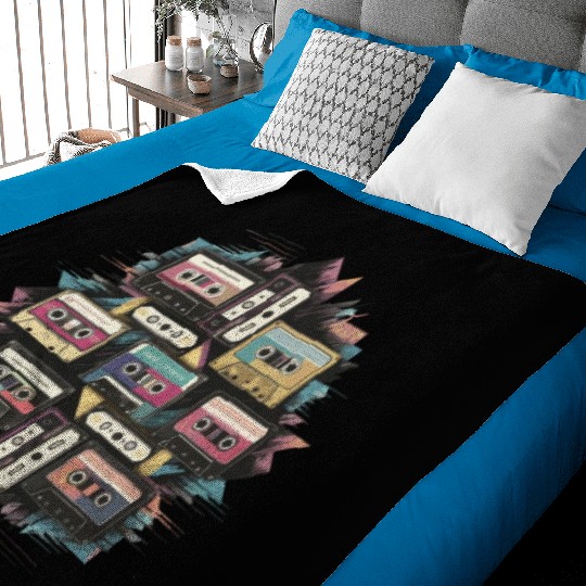 80s Retro Cassette Classic Cassette Tape for a Baby Blankets