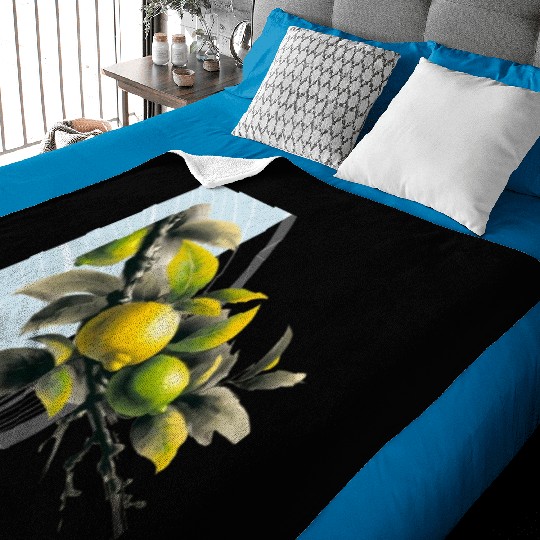 Green and yellow lemon Baby Blankets