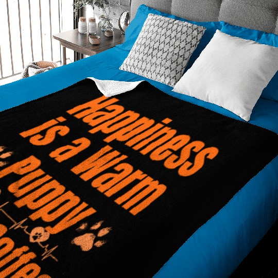 Happiness is a Warm Puppy and a Coffee Baby Blankets