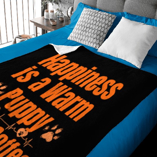 Happiness is a Warm Puppy and a Coffee Baby Blankets