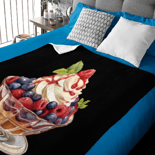 Fruity Raspberries and Blueberries Parfait Sundae Baby Blankets
