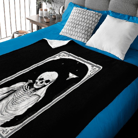 Skeleton Tarot Card Reader Astrology Occult Baby Blankets