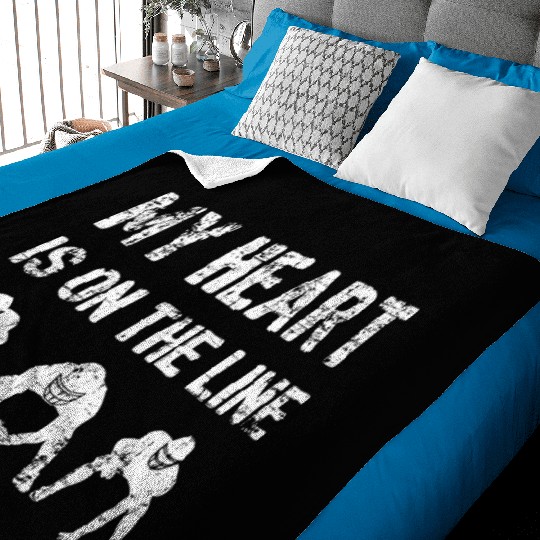 My Heart Is On The Line - Football Lineman I Baby Blankets