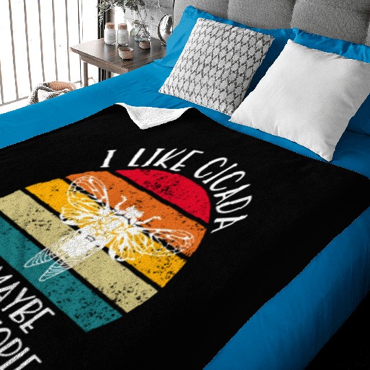 I Like Cicada & Maybe Like 3 People, Retro Sunset Baby Blankets