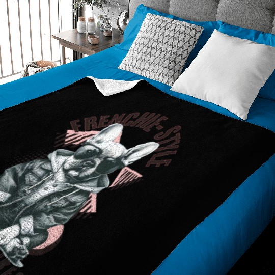 Frenchie Dog Dad Vibes : French Bull dog Baby Blankets