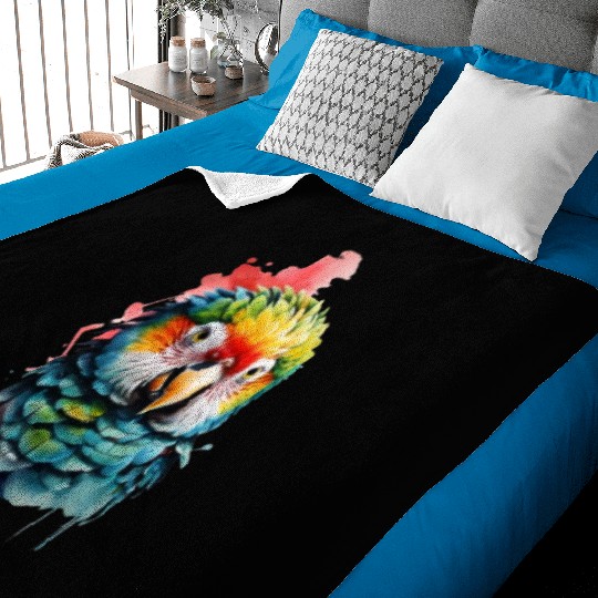 Macaw, Budgie Cockatoo, Parrot Flock Baby Blankets