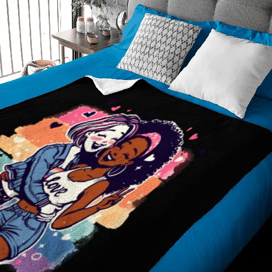 Cute Sapphic Lesbian Whitey Melanin Rainbow Pride Baby Blankets