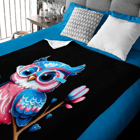 Red White and Blue Owl Baby Blankets