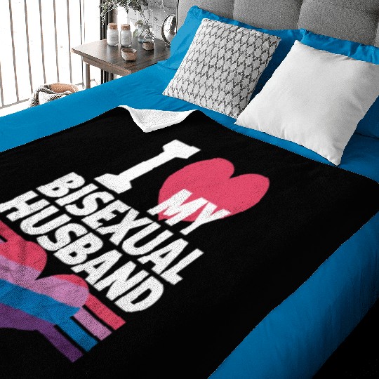 I Love My Bisexual Husband Bi Pride Bisexual Flag Baby Blankets