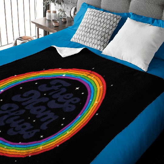 LGBTQ Free Mom Hugs Gay Pride LGBT Ally Rainbow Baby Blankets