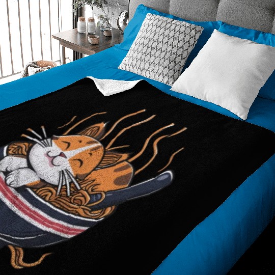 Kawaii Otaku cat Ramen Bowl Japanese Noodles Lover Baby Blankets