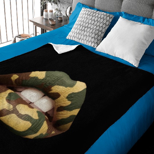 Camo Lips Baby Blankets