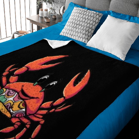 Retro Cartoon Crab Baby Blankets