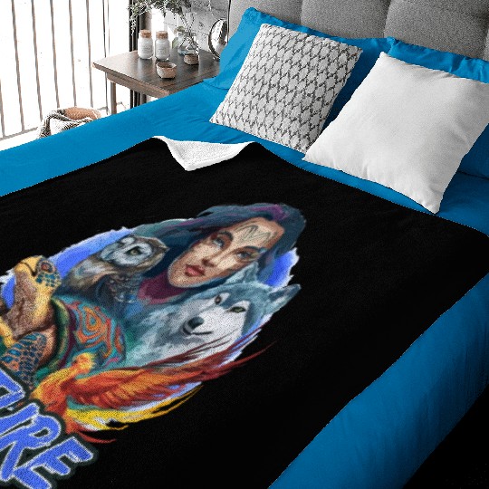 Nature-Inspired Wolf Owl Turtle Phoenix Woman Baby Blankets