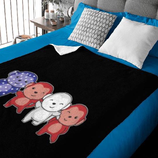 Monkey For The Fourth Of July Usa Flag Monkey Baby Blankets